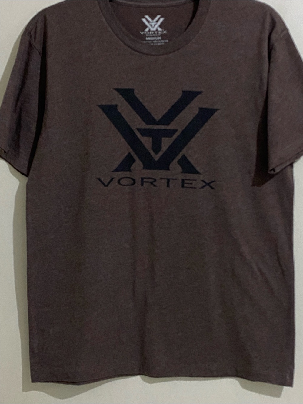 Vortex Men's Brown Logo T-Shirt Crew Neck Short Sleeve Size M